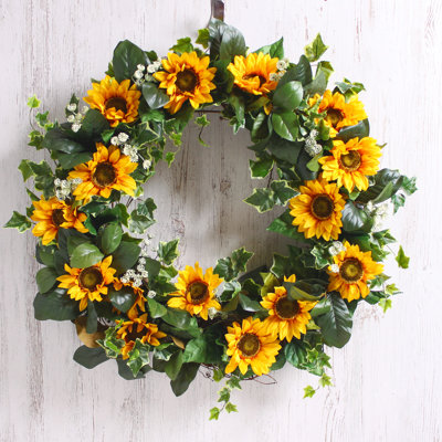 Faux Sunflower Silk Wreath