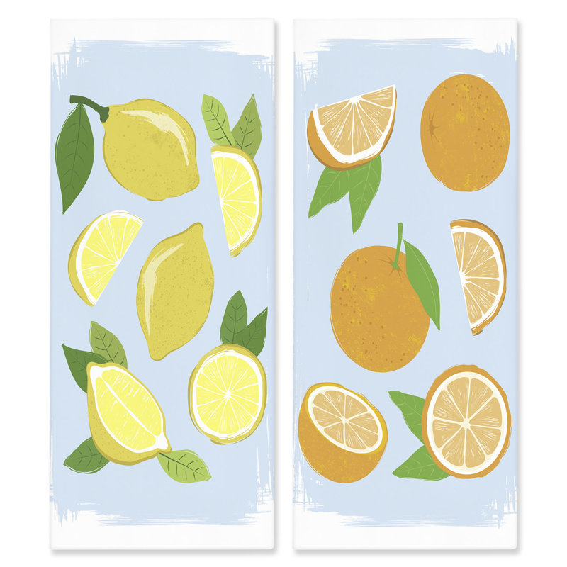 Ensemble de 2 toiles pastel aux agrumes d'été, design par Martina Pavlova, H 24 po x l 10 po