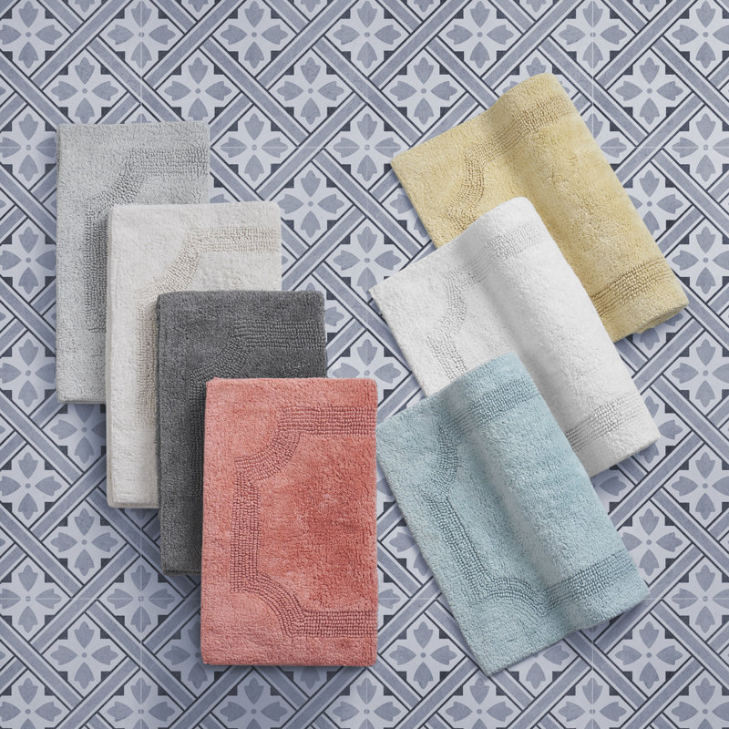White Cotton Reversible 2-Piece Bath Rug Set