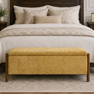 48" Modern Multifunctional Upholstered Storage Bench with Solid Wood Legs