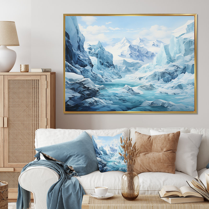 Banessa Antartica Frozen Expedition Abstract, H 24 po x l 32 po x P 1 po, Cadre flottant doré