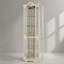 Vitrine de coin lumineuse, vitrine de style couronne avec portes et tablettes en verre trempé, ampoule incluse, décor de rangement en coin pour le salon et la chambre à coucher, finition blanche-133702354