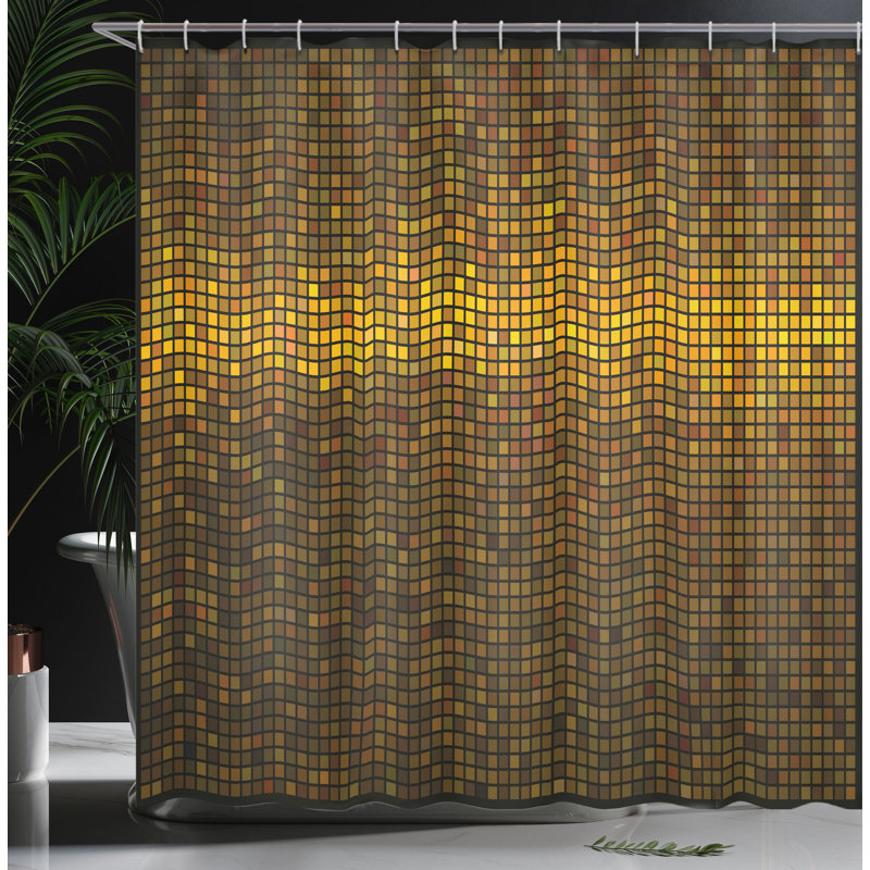Abstract Shower Curtain with Hooks Included, 69" H x 105" W
