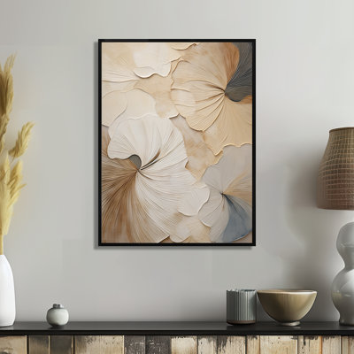 «Beige minimalisme élégance en fleurs», reproduction d'art sur toile, impression sur toile beige