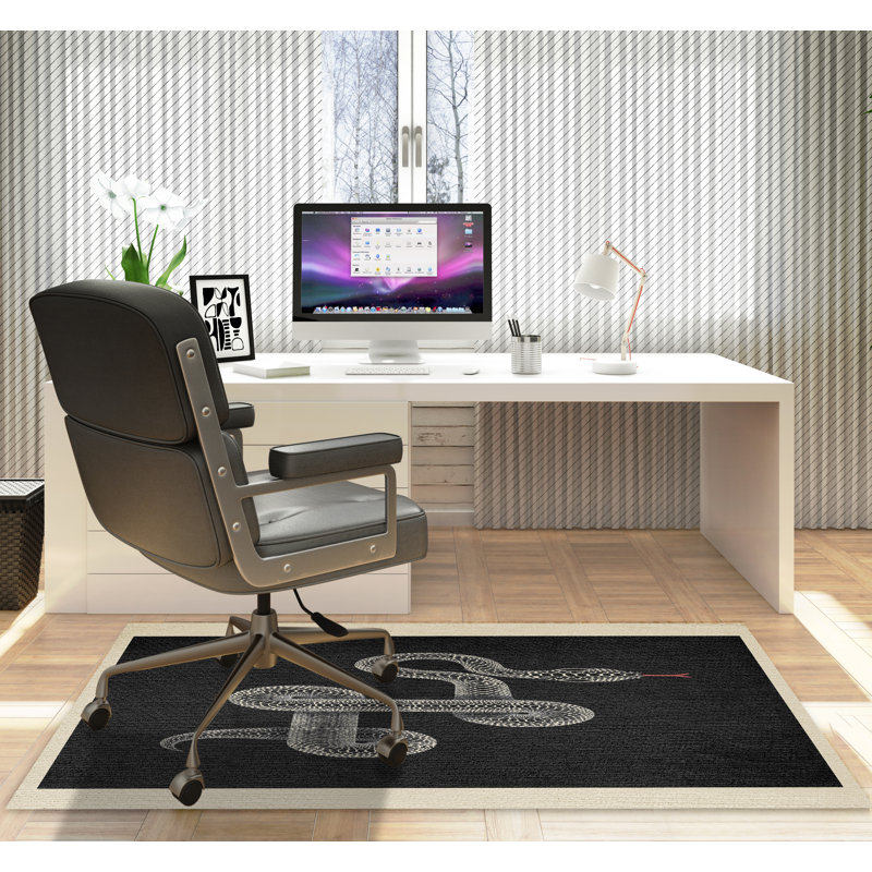 Tapis de chaise rectangulaire Vanjo, H 48 po x l 72 po, Noir / Beige