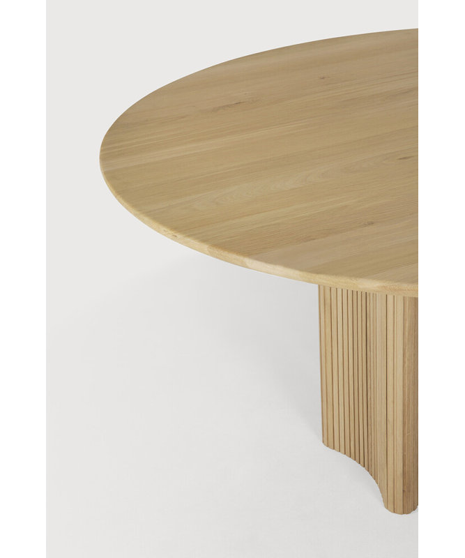Roller Max Round Solid Wood Dining Table, Natural