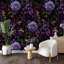 Papier peint floral noir Moody