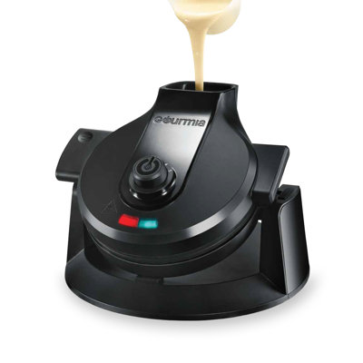 Gourmia Belgian Waffle Maker with Pour-In Spout, Nonstick Surface, Indicator Lights & Compact Vertical Storage Design, Black