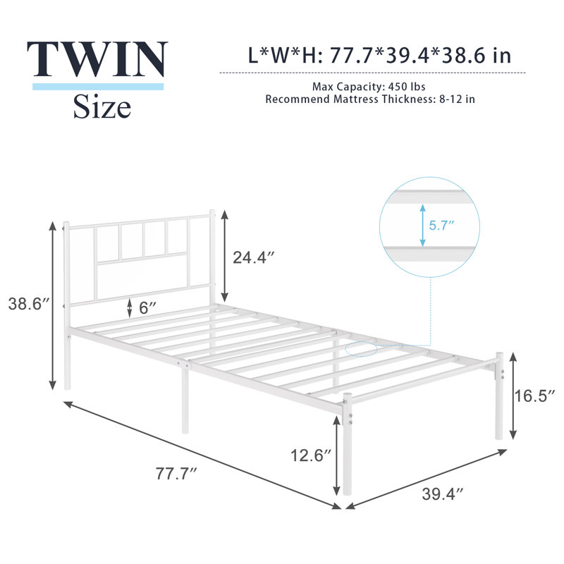Orabelle Metal Bed, White