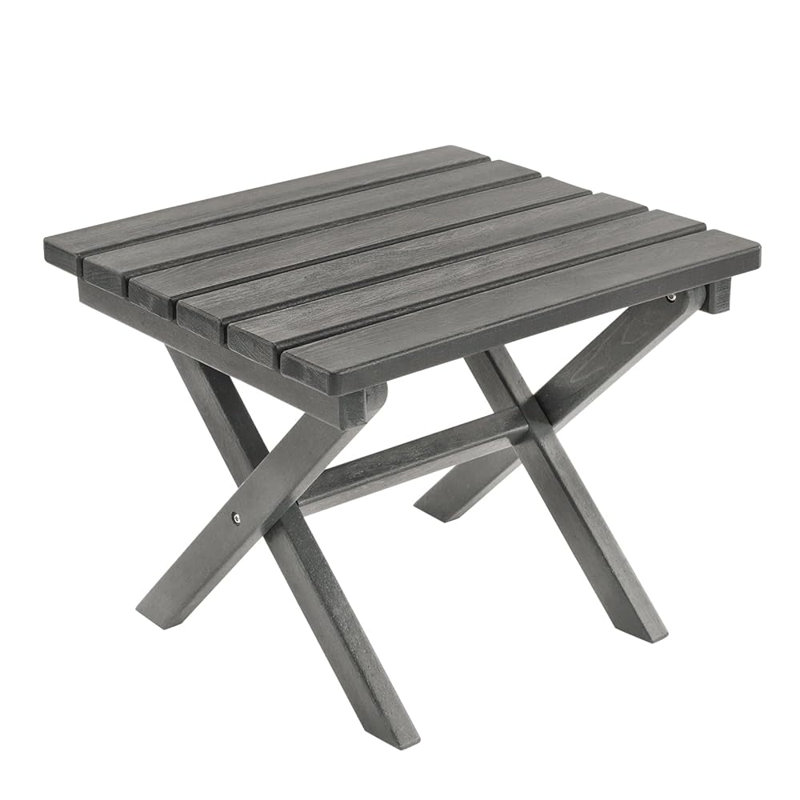 All Weather Adirondack Outdoor HDPE Foldable Side Table, Gray