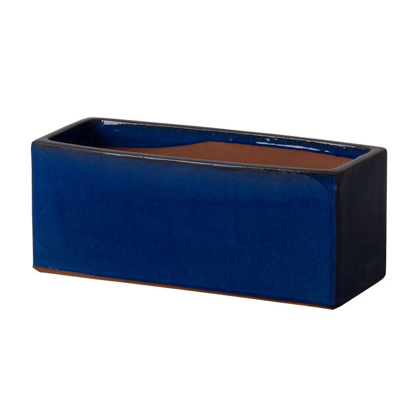 Handmade Ceramic Pot Planter, 8" H x 20" W x 8" D, Blue