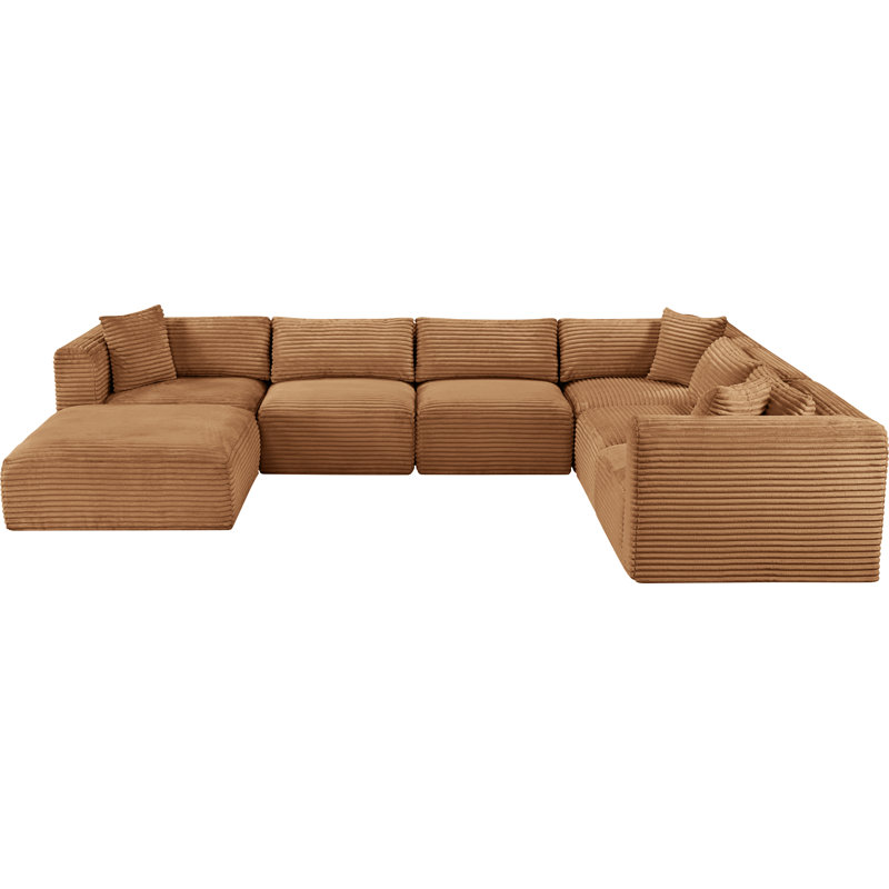 Canapé modulaire Carmean, Velours côtelé texturé, 3 Armless, 3 Corner, 1 Ottoman