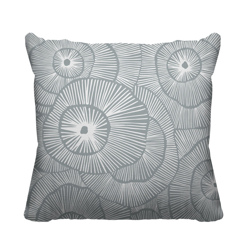 Coussin décoratif intérieur / extérieur Flower Burst, L 19 po x H 19 po, Gris