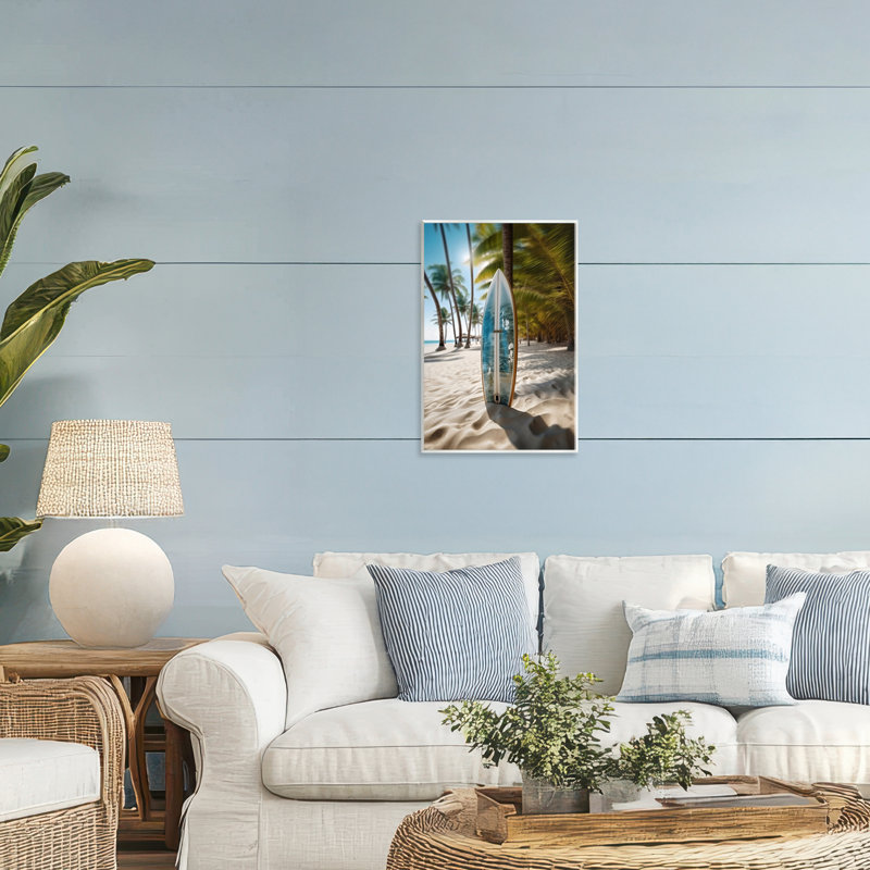 «Blue Surfboard Coastal Blur», plaque murale par LSR Design Studio, H 15 po x l 10 po