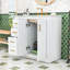 Meuble-lavabo autoportant élégant avec lavabo en céramique lisse, rangement spacieux et tiroirs à fermeture en douceur-776918180