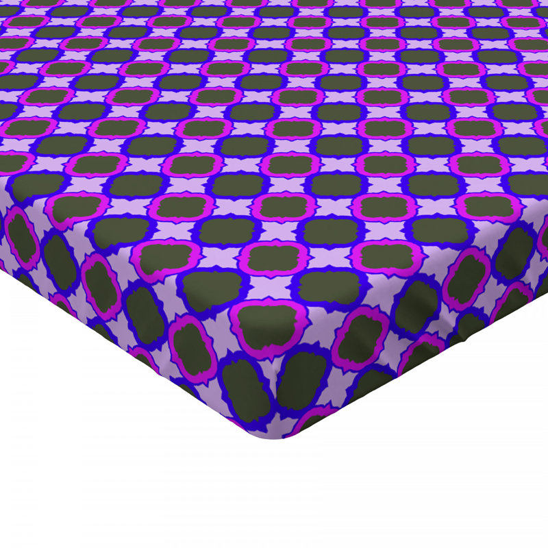 Microfiber Fitted Sheet, Twin Fitted Sheet, Green/Purple Geometric