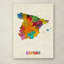 « spain aquarelle map » par michael tompsett, reproduction d’art sur toile tendue-12628825