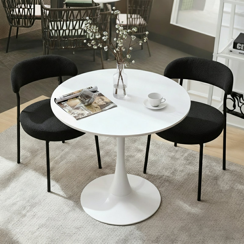 Round Dining Table Sets With 2 Chairs, Black/Black, White