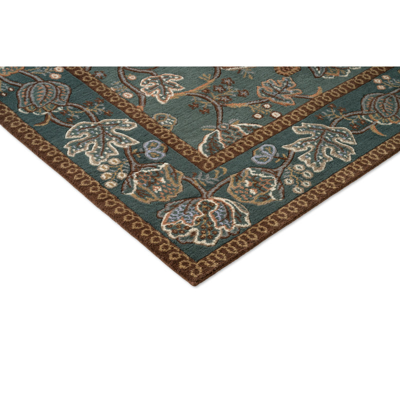 Theodosia Bottle Handmade Wool Floral Area Rug, Rectangle 8'2 x 11'6