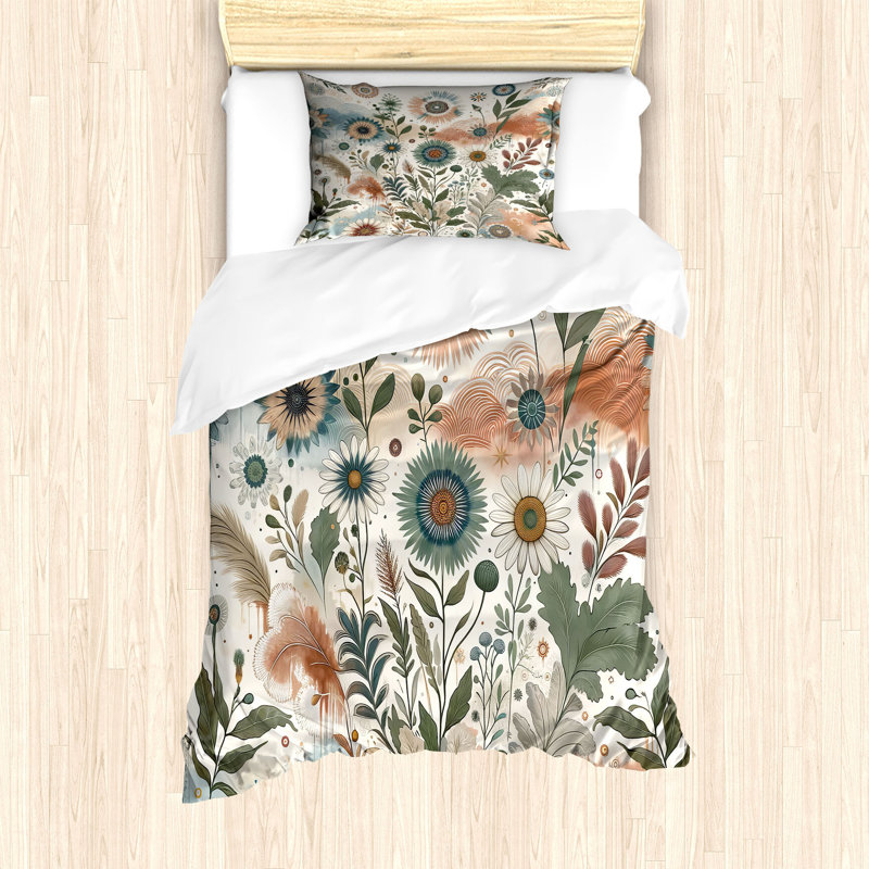 Floral Eucalyptus Duvet Cover, Twin Duvet Cover + 1 Standard Shams