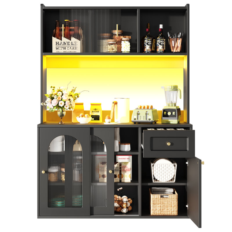 167cm Kitchen Pantry, Black