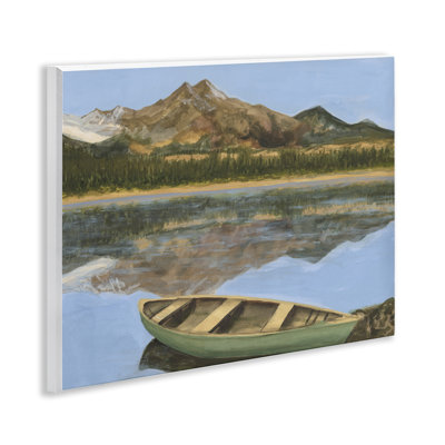 Alpine Lake Canoe View Wall Plaque Art, design by Michael Willett