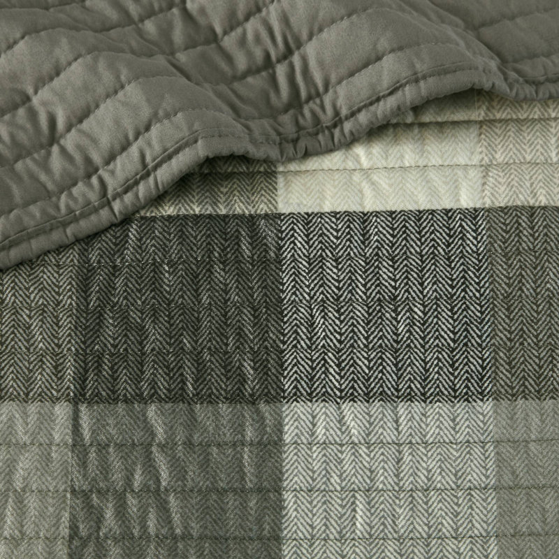 Ridge 3 Piece Reversible Plaid Daybed Cover Set, Gray