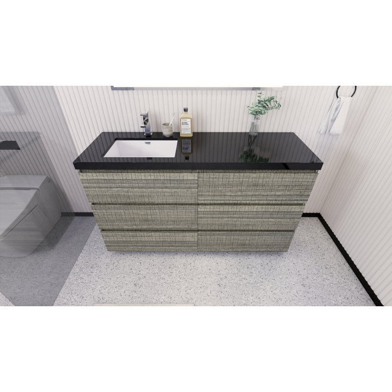 Ensemble de meuble-lavabo simple 60 po Santrice Royal, Gris cendre ultrabrillant