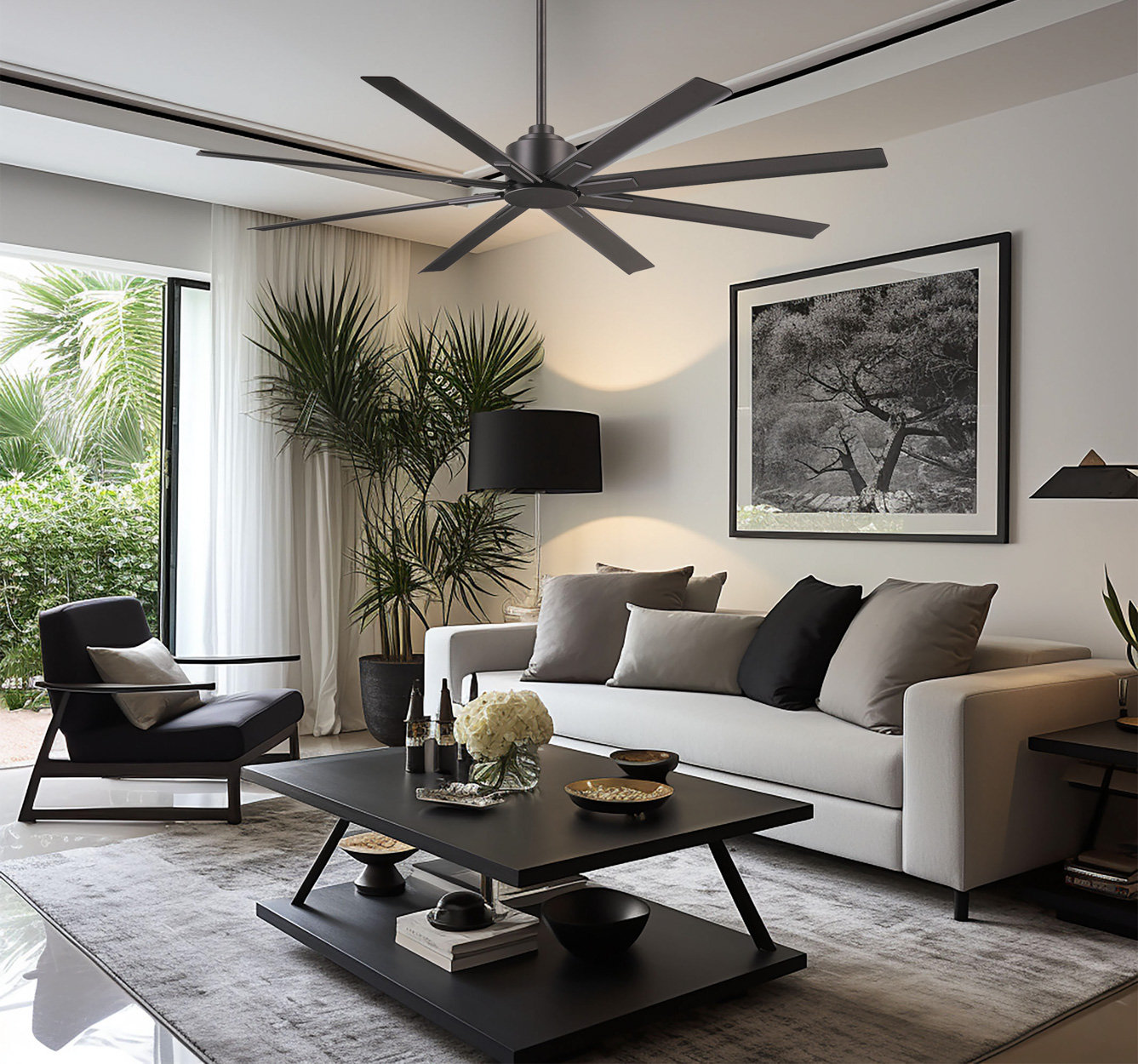 Xtreme Outdoor Smart Ceiling Fan, Smoked Iron, 65" Wide