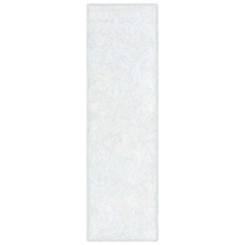 Galdamez Hand Tufted Viscose/Wool/Cotton Geometric Rug in Gray/Blue, Rectangle 4' x 6'