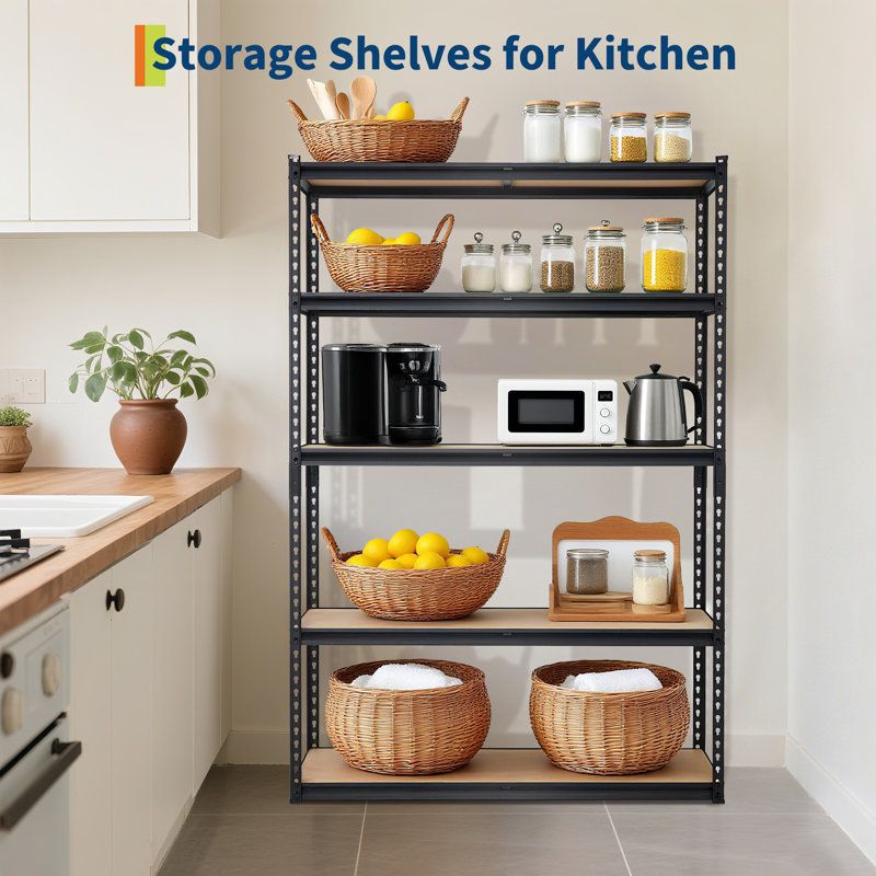 Étagère de rangement robuste pour garage - étagère en métal réglable à 4/5 niveaux - capacité 2000-2500LB - pour le garage, la cuisine, le garde-manger, le sous-sol, la salle à outils - 48 po x 18 po x 71-72 po