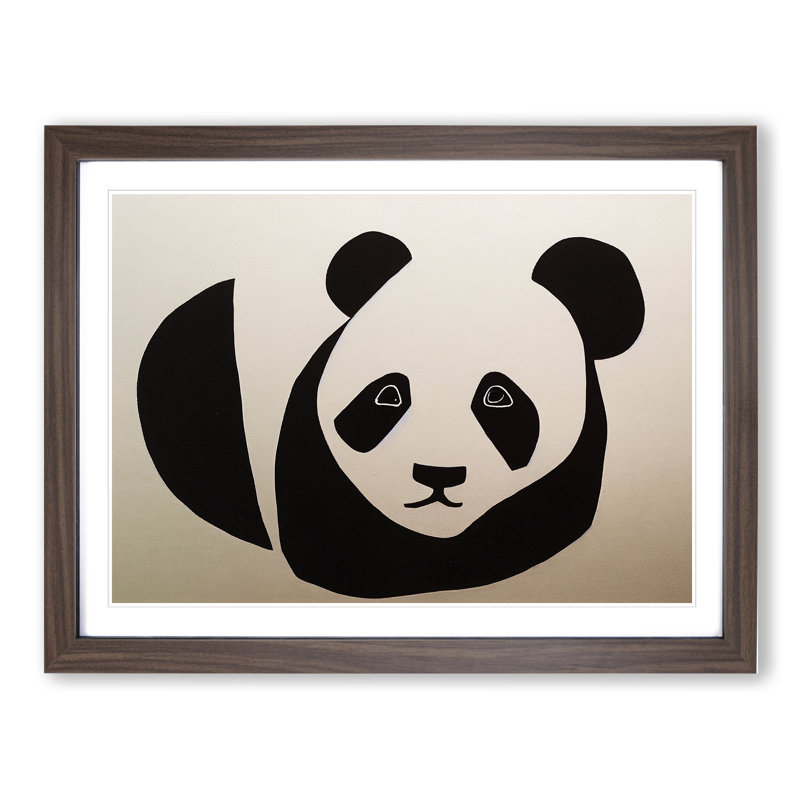 An Abstract Panda - Framed Print, 46cm H x 64cm W x 2cm D, Walnut