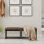 Petit banc de repose-pieds contemporain en cuir végétalien l 26 po Reynolds avec siège rembourré et base en métal-861404344-834991406