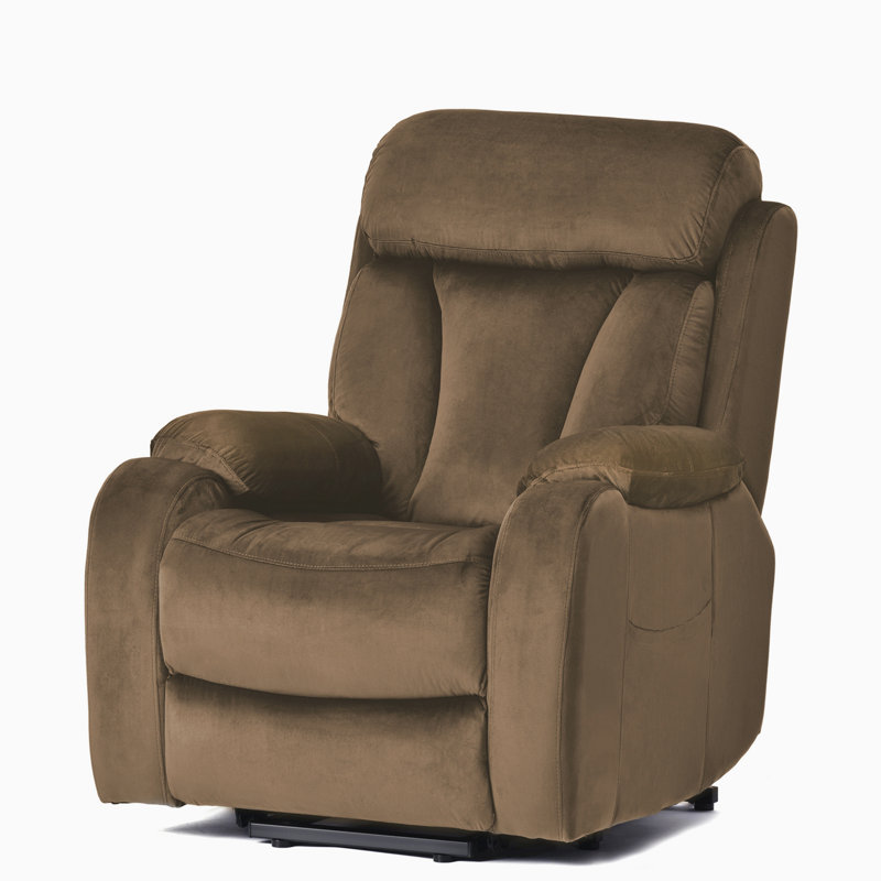 Fauteuil inclinable électrique avec repose-pieds Nicolay, Velours brun