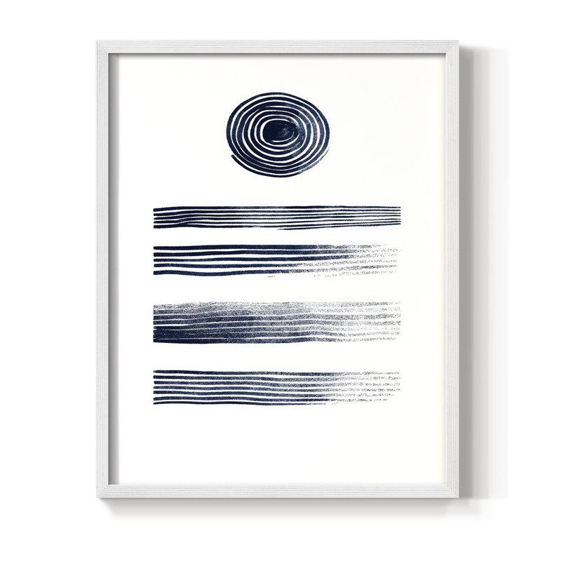 Abstrait, imprimé encadré - prêt à accrocher -, H 10 po x l 8 po, Blanc
