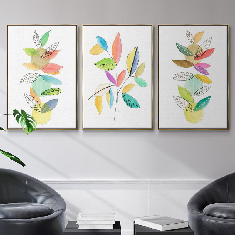 Lune montante, feuilles I 3 pièces, H 36 po x l 72 po x P 2 po, Encadrement doré