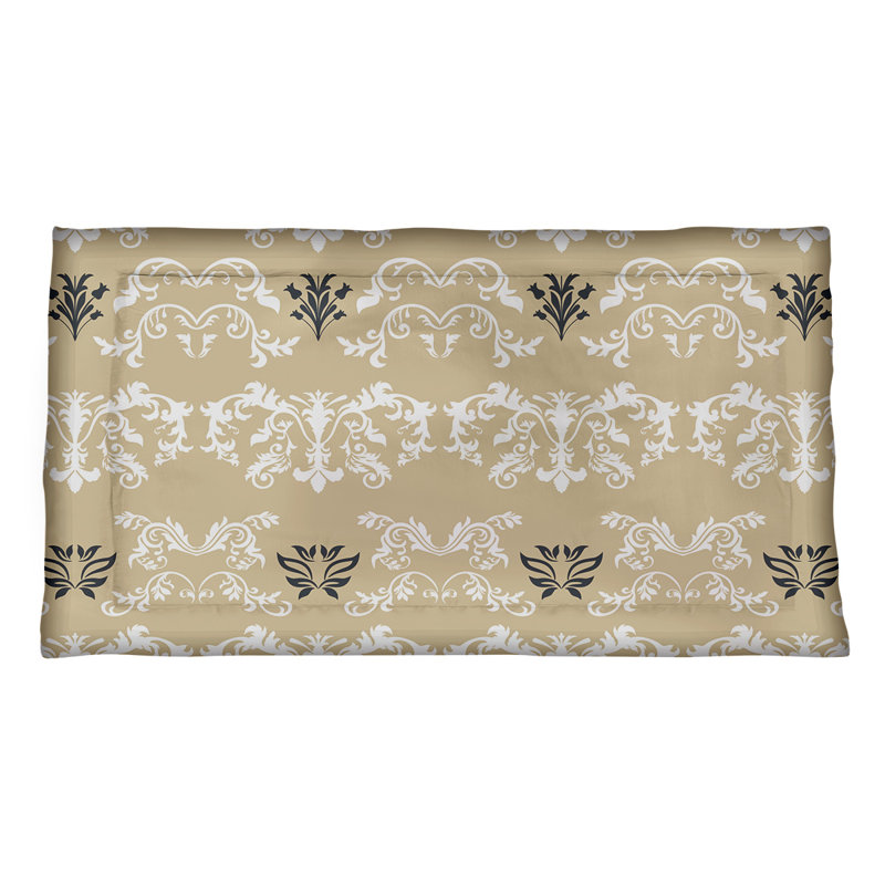 Football Baroque Pattern Pillow Sham, Standard, Gold/White/Black, Microfiber