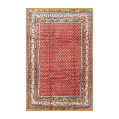 Tapis en laine rouge / beige