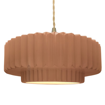 Luminaire suspendu tambour en céramique et en métal 1 lumière Gela