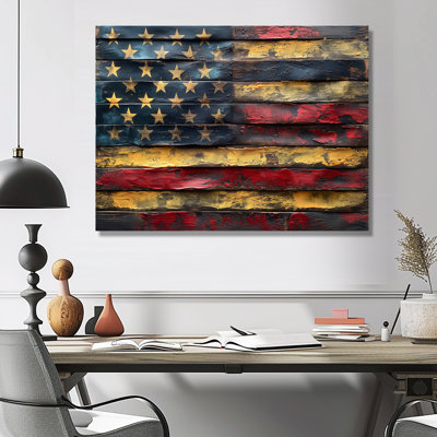 Blue Red American Flag I - Flag Wall Art Print
