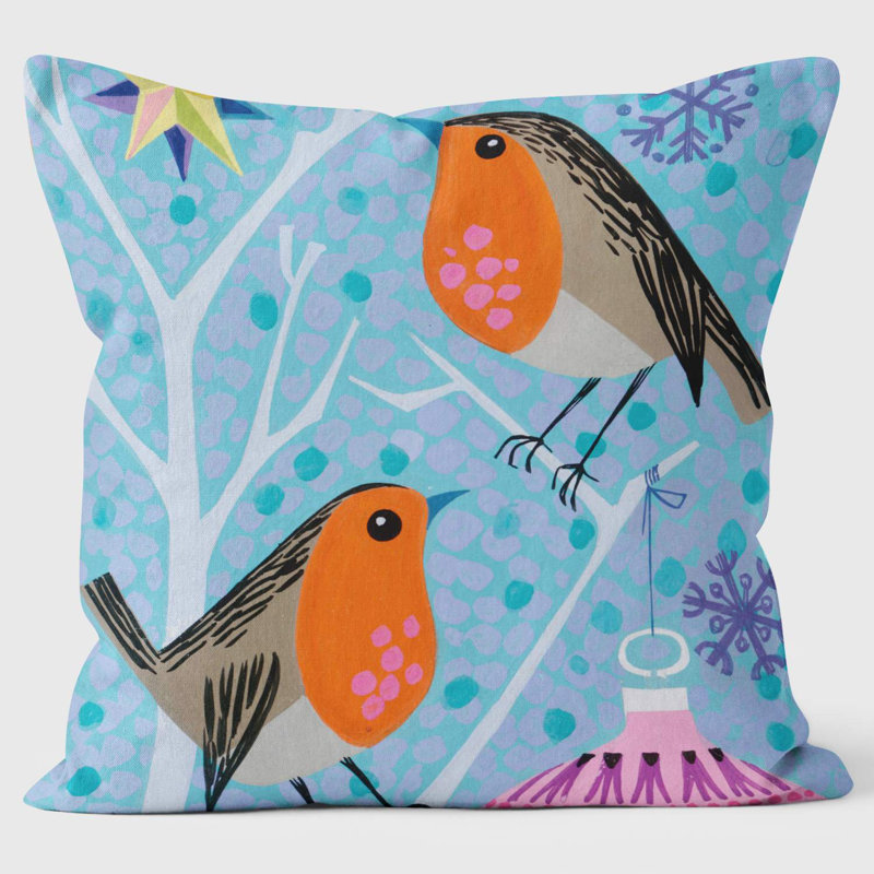 Two Robins Star Christmas Tree Bauble - Christmas Cushion