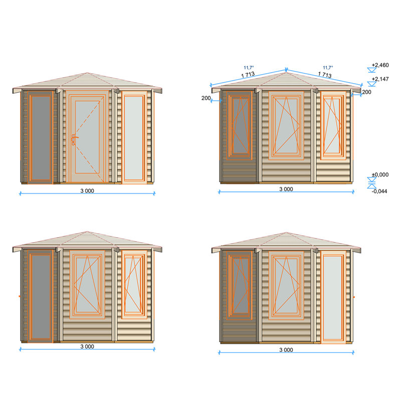 Pavillion 10 x 10 ft 44 mm Log Cabin