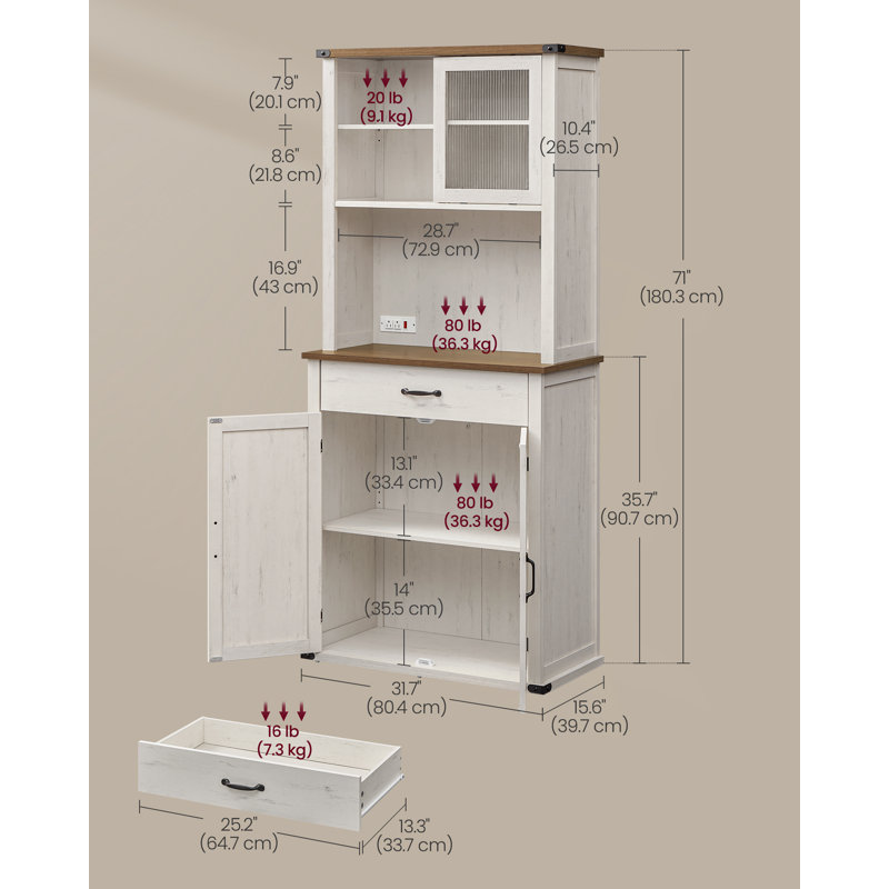Garde-manger de 71 po Catisha, Gris / Brun
