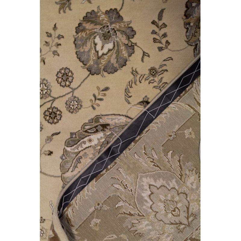 Tapis ivoire et gris noué à la main de haute qualité