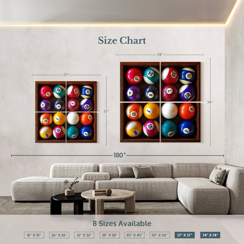 Ensemble de boules de billard Senne, H 57 po x l 57 po