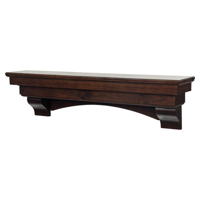 Salem 72" Floating Pine Wood Fireplace Mantel Shelf with Arched Corbels - Cinnamon Finish