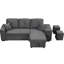 Lit modulaire confortable avec tablette latérale et 2 tabourets, canapé-lit, tablette-lit en velours bleu noir, tissu pratique-989862049