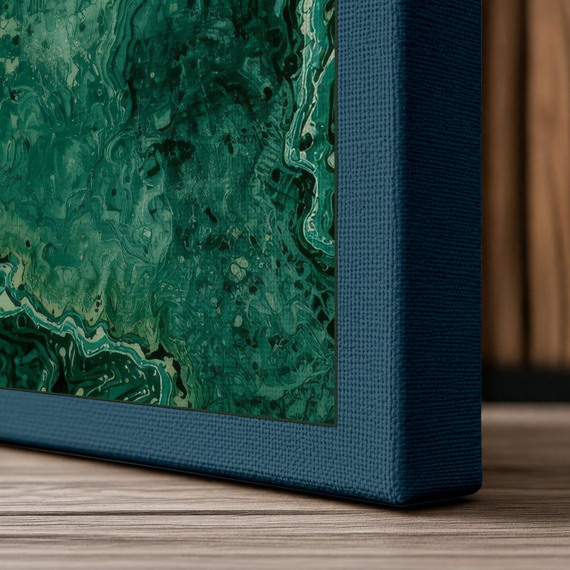 River Through Wilderness Landscape - Wrapped Canvas, 18x12 - 45.7 x 30.5 cm, Teal Border