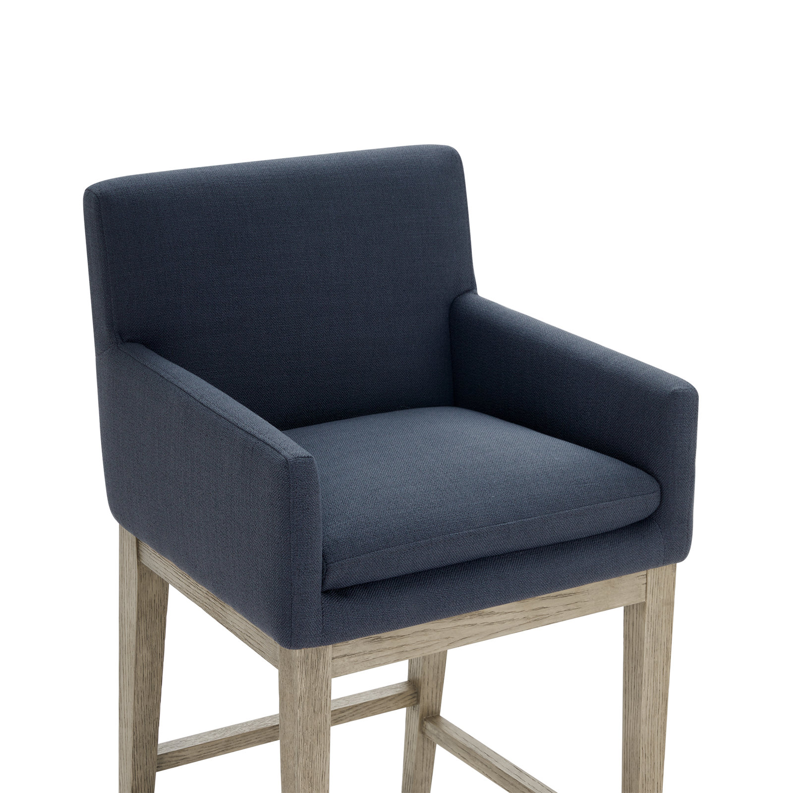 Bethea 25.98'' Counter Stool With Arms, Effie Indigo Performance Linen