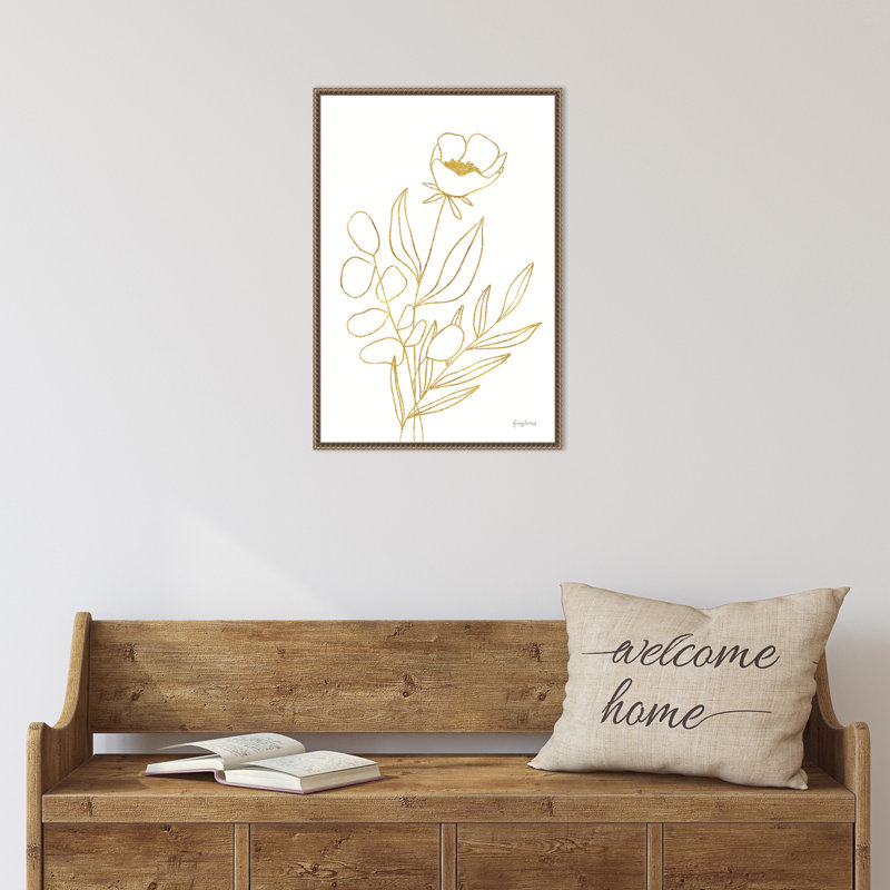 «Rooted Florals IV Gold», reproduction encadrée sur toile par Becky Thorns, H 23 po x l 16 po x P 2 po